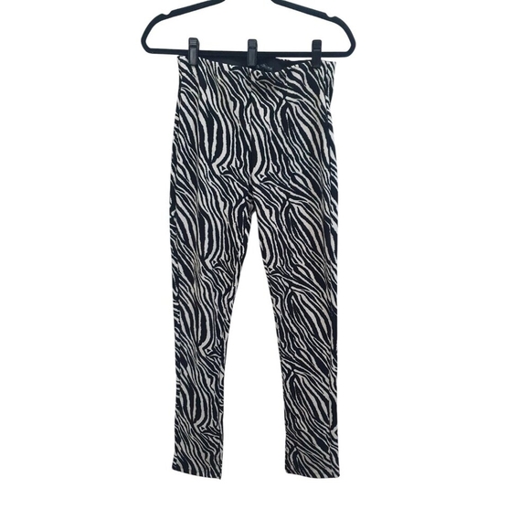 Zara Zebra Print Leggings Pants Black White Size L New without Tags. - Picture 3 of 8